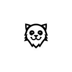 Fototapeta premium Cute Cat Face Logo Vector, Minimalist Kitty or Wildcat Head Mascot Icon