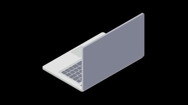 Animated Isometric Laptop Computer for Technology and Online Business Concepts