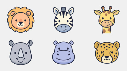 Cute safari animal faces collection © Layla