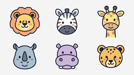 Cute safari animal faces collection © Layla