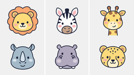 Cute safari animal faces collection © Layla
