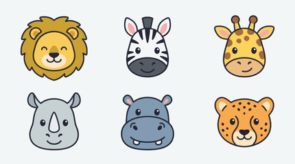 Cute safari animal faces collection © Layla