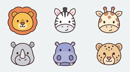 Cute safari animal faces collection © Layla