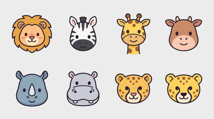 Cute safari animal faces collection © Layla