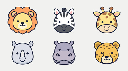 Cute safari animal faces collection © Layla