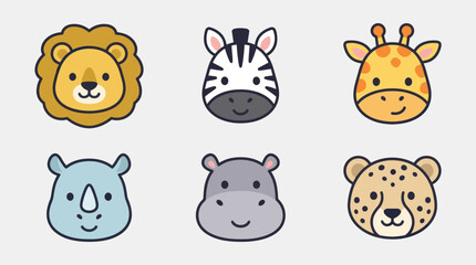 Cute safari animal faces collection © Layla