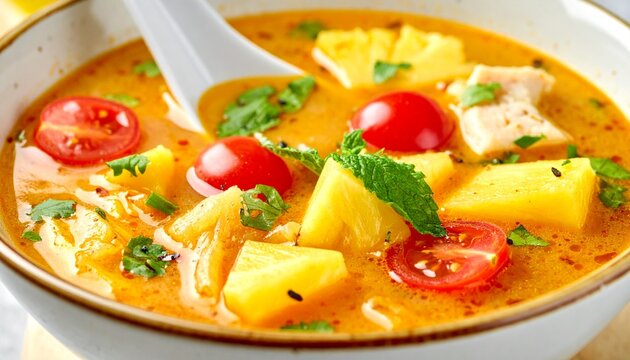 Vietnamese Canh Chua Fish Soup Close-Up