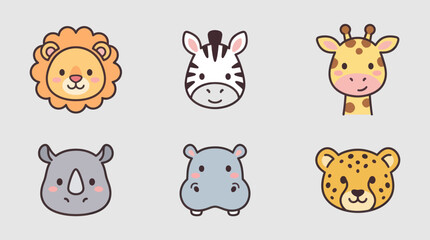 Cute safari animal faces collection © Layla