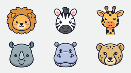 Cute safari animal faces collection © Layla