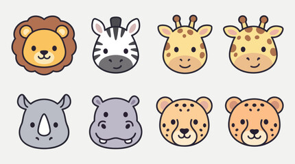 Cute safari animal faces collection © Layla