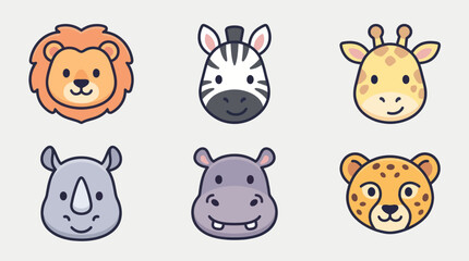 Cute safari animal faces collection © Layla