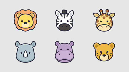 Cute safari animal faces collection © Layla
