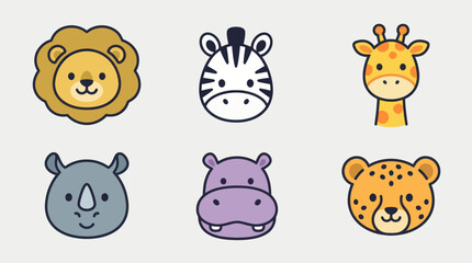 Cute safari animal faces collection © Layla