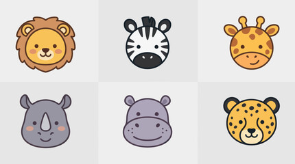 Cute safari animal faces collection © Layla