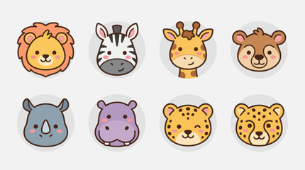 Cute safari animal faces set © Layla