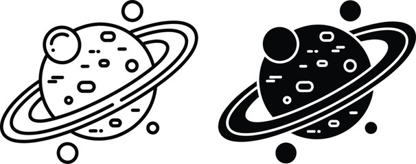 Planet with planetary rings and moons vector illustration © Rahat Hossain