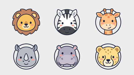 Cute safari animal icons © leomord