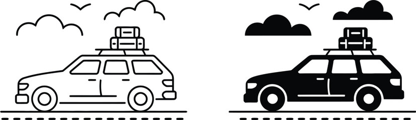 Station wagon car with luggage roof rack vector illustration © Rahat Hossain