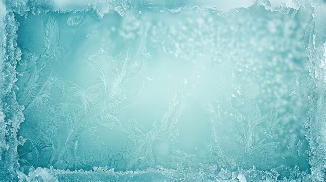 Ethereal halloween frost patterns icy window frame with delicate crystal formations for spooky season designs