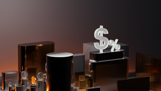 Wealth planning concept with dollars and investment symbols in design