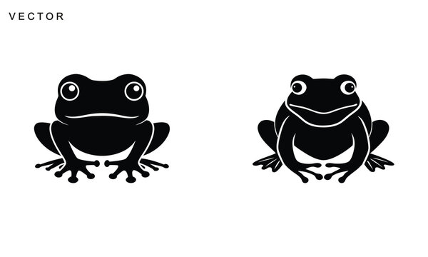 Frog logo, Frog toad amphibian black silhouette logo svg vector illustration