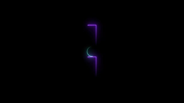 Modern vertical layout neon glowing HUD user interface graphic with purple and blue rectangular borders and a central glowing circle design element for mobile screen overlay or digital display