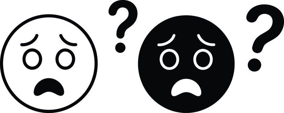 Confused emoji faces question mark vector illustration, Confused emoji faces question mark icon