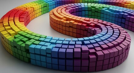 Fototapeta premium Colorful Cubes Arranged in a Wavy Pattern: A Vibrant Artistic Display.