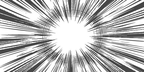 Fototapeta premium Abstract comic book speed lines effect with radial rays radiating from the center for dynamic action scene