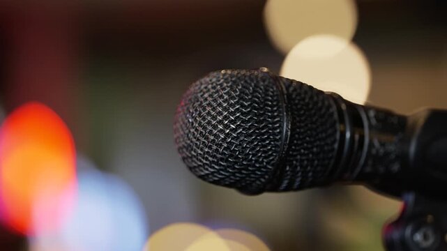 Close Up of Vocal Microphone on Stage