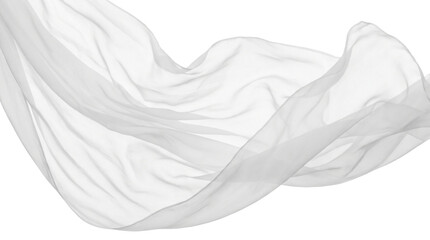 Pure white flowing silk fabric wave with soft transparency and elegant folds for wedding backgrounds fashion design clean textile textures and creative visuals.