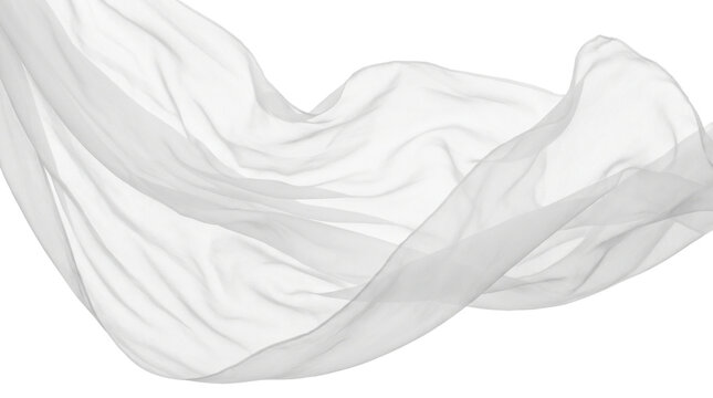 Pure white flowing silk fabric wave with soft transparency and elegant folds for wedding backgrounds fashion design clean textile textures and creative visuals.