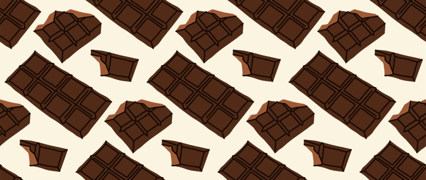 Chocolate bar seamless pattern vector illustration for sweet packaging design and textile fabric print