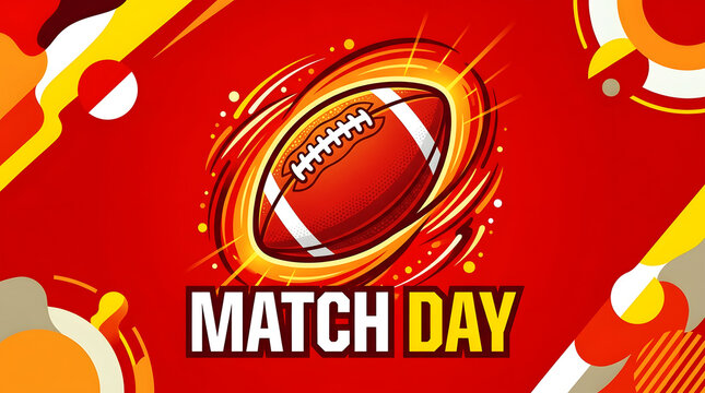 Vibrant red soccer match day with dynamic motion lines and football