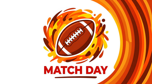 Vibrant soccer match day poster with orange and yellow swirls