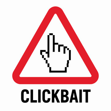 Warning sign showing clickbait finger pointing at triangle shape