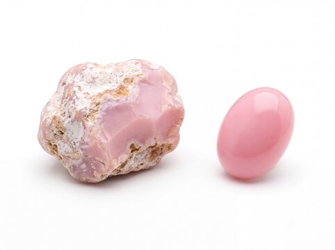 Natural pink peruvian opal gemstone faceted and rough 