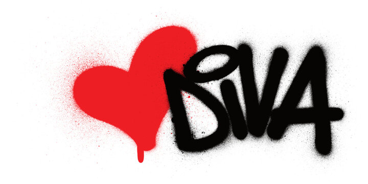 graffiti diva word sprayed in black over white
