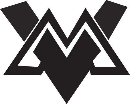 Abstract geometric monogram symbol with interlinked letter v and triangle shapes in black monogram abstract geometric triangle minimalist interlocked identity branding template business