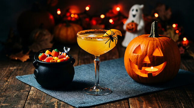 Warm pumpkin spice latte, cinnamon stick, star anise, rustic table setting