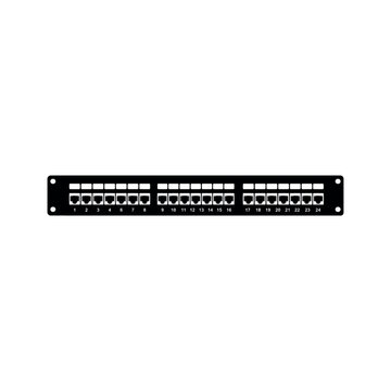 Network patch panel with twenty four ports silhouette on a white background