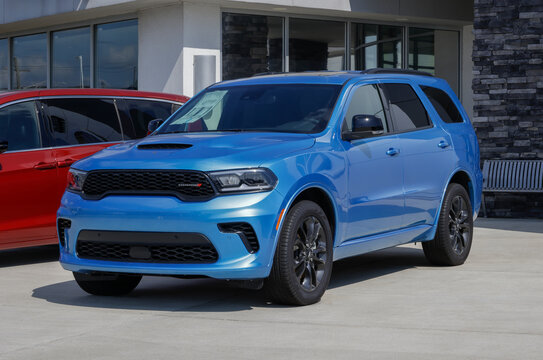 Dodge Durango GT Blacktop AWD SUV at a dealership. Dodge offers the Durango with a 3.6L VVT V6 Pentastar engine. MY:2026