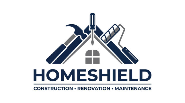 Home construction and renovation service logo.