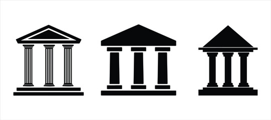 Obraz premium roman temple vector hand drawn illustration on white background, silhouette vector temple.