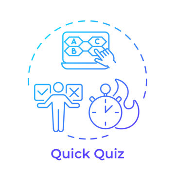 Quick quiz blue gradient concept icon. Short test to assess knowledge. Microlearning content format. Round shape line illustration. Abstract idea. Graphic design. Easy to use in booklet