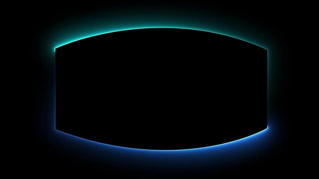 Abstract neon badge frame with rounded curved edges. outer glow animation. seamless loop movement