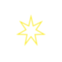 Fototapeta premium Bright Neon Six-Pointed Star Symbol Glowing Futuristic Geometric Outline Icon for Digital UI Interface, Rating Marks, and Abstract Light Decoration on transparent background png design
