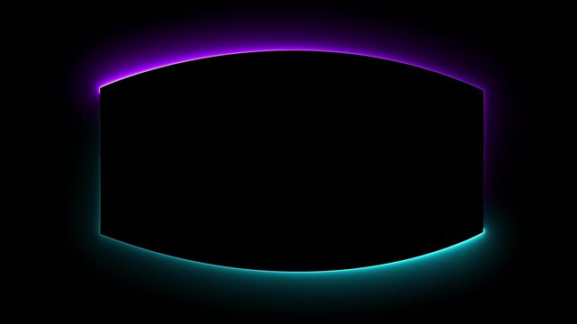 Abstract neon badge frame with rounded curved edges. outer glow animation. seamless loop movement