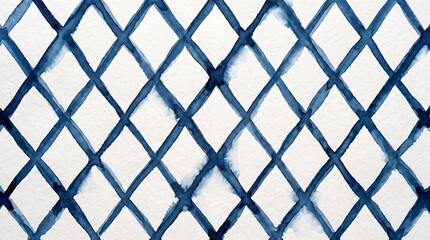Fototapeta premium Blue Watercolor Diamond Pattern on White Background