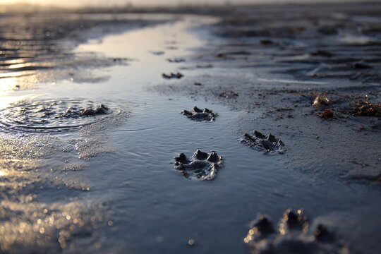 storm washing away last animal footprints